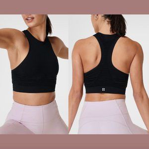 NWT $44‎ Sweaty Betty [ Small ] Stamina High Neck Sports Bra in Black #5854